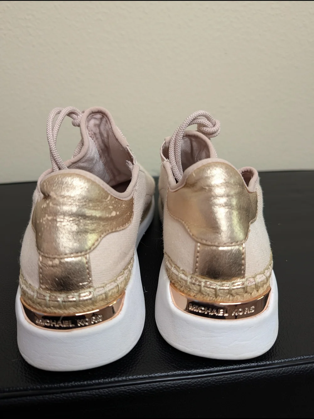 Michael Kors Pink Gold‎ Metallic Sneakers Jute Trim Size 6